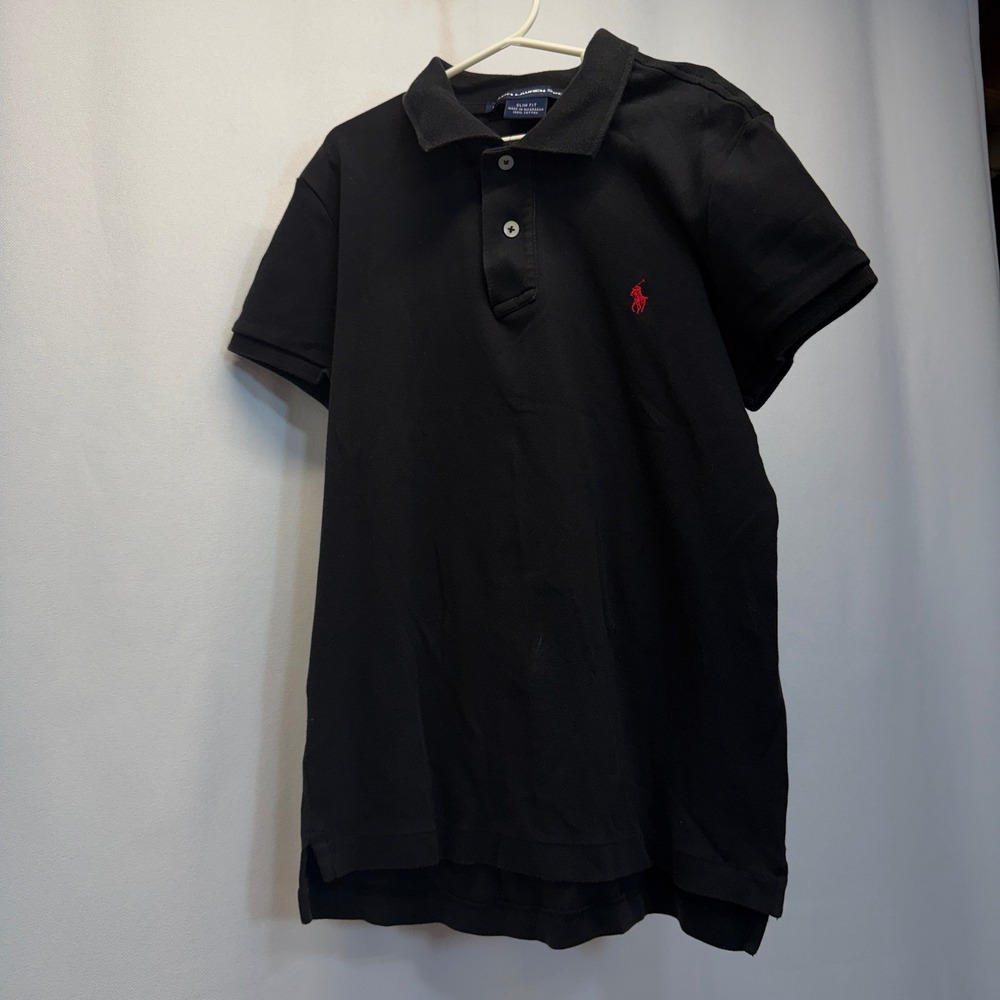 Ralph Lauren Sport Kids Black Slim Fit Polo Shirt‎ Red Pony Logo Medium